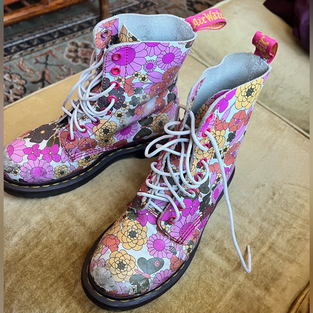 Dr. Martens vintage floral combat boots